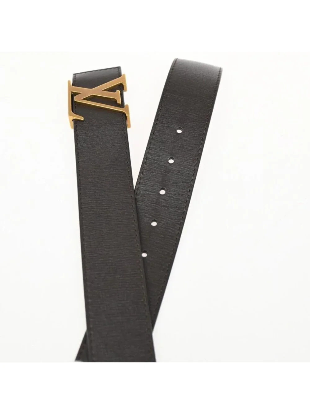 Louis Vuitton Belt Ceinture LV Initial 80 Brown Gold Leather
